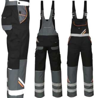 Pracovní montérky s laclem PRO BLACK REFLEX