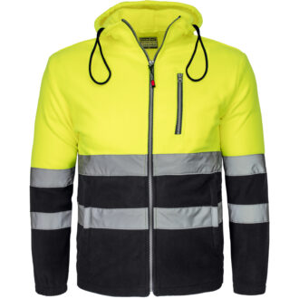 Flísová reflexní mikina s kapucí HIVIS HOOD BLACK