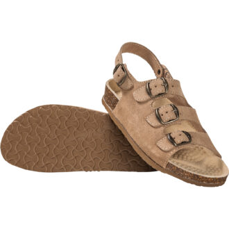 Ortopedické semišové korkové sandály KORK BROWN