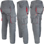 Pracovní kalhoty s elastanem MANJOG GREY RED
