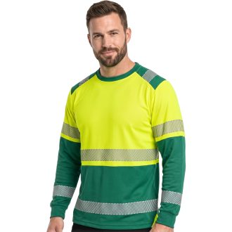 Reflexní pracovní tričko s dlouhým rukávem IGUANA GREEN